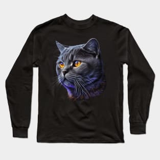 Neon British Shorthair Cat Long Sleeve T-Shirt
